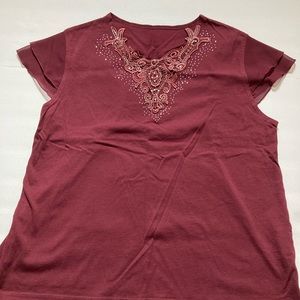 Cute Sequined & Laced Burgundy Tanktop Size XS Made in Japan